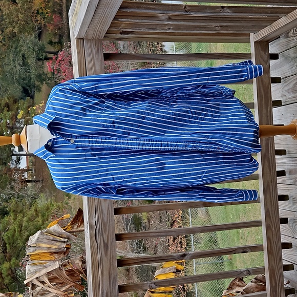Eddie Bauer Blue and White Striped Dress Shirt - Picture 1 of 4